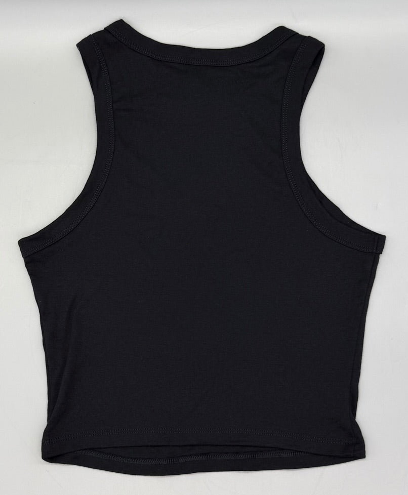 Womens Black Micro Rib Racer Tank