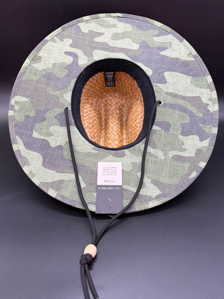 Unisex Straw Hat with Camo Marquee Patch