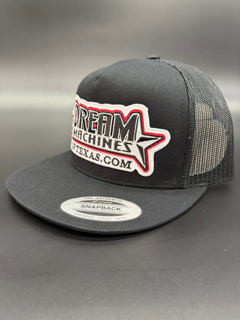 Black Flat Bill Trucker Hat with Marquee Logo