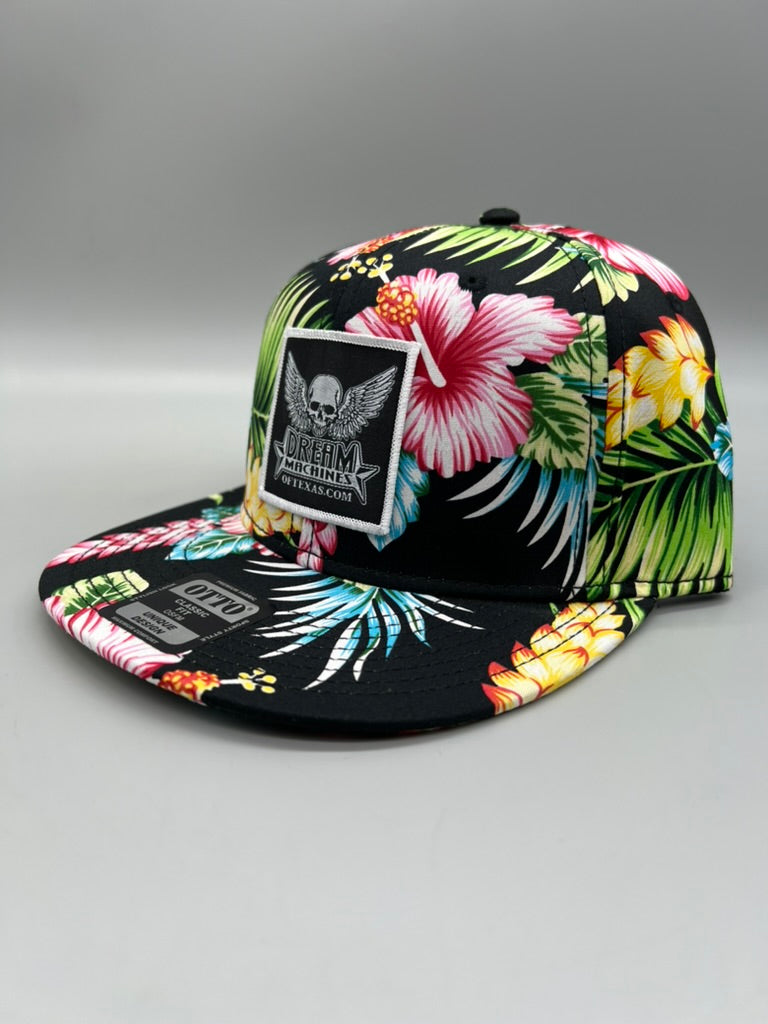 Hawaiian Pattern Hat with Skull Logo
