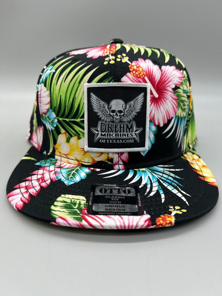 Hawaiian Pattern Hat with Skull Logo