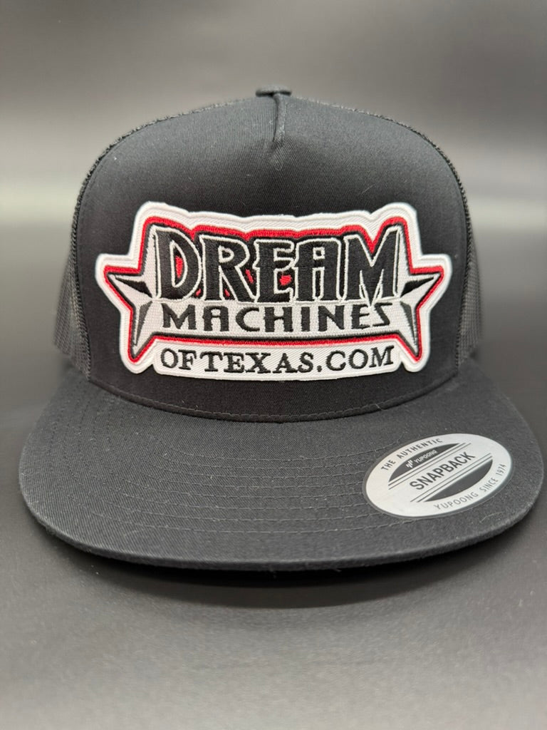 Black Flat Bill Trucker Hat with Marquee Logo