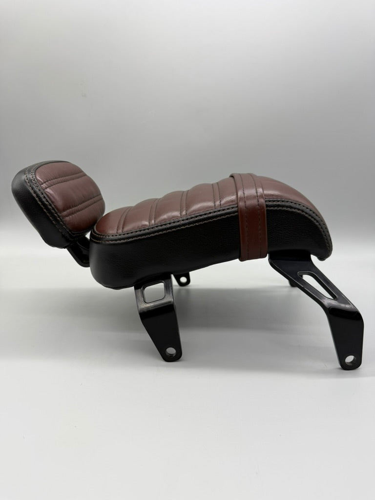 Brown Genuine Leather Passenger Seat with Backrest