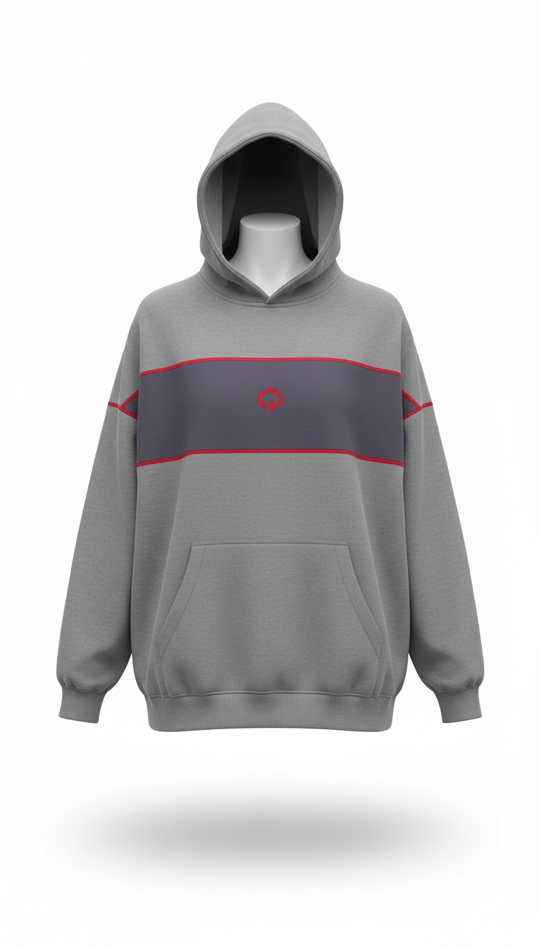 Steel Grey Oversized Hoodie Plum Panel