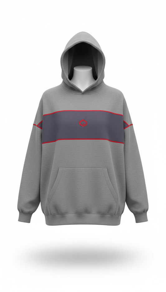 Steel Grey Oversized Hoodie Plum Panel