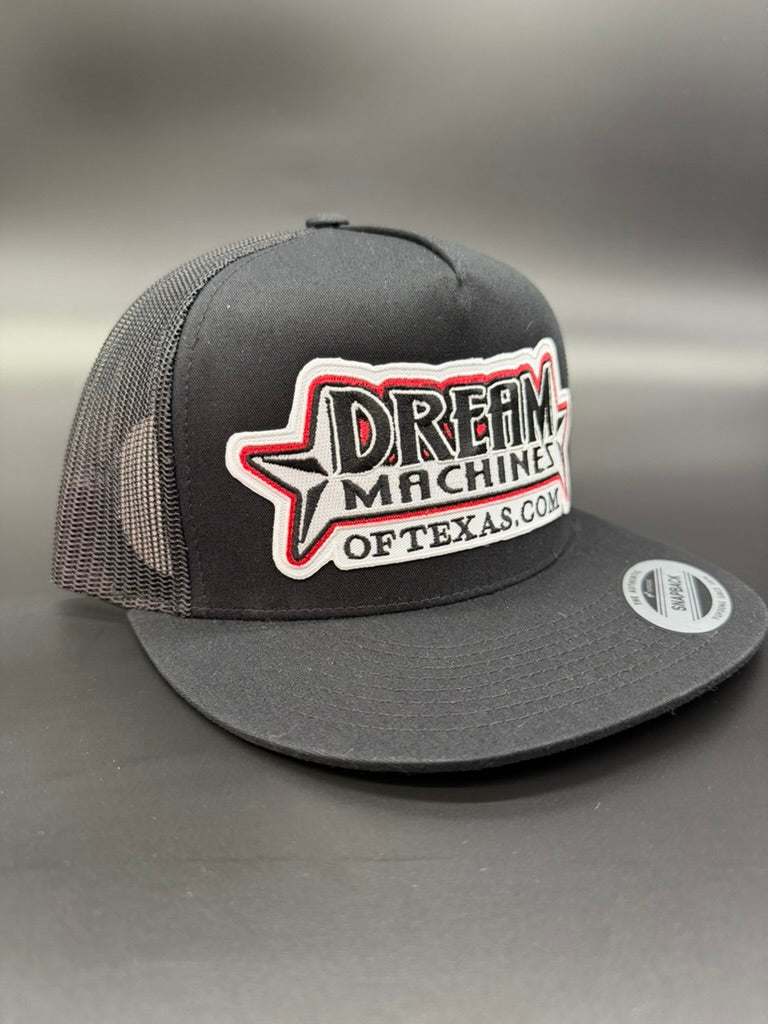 Black Flat Bill Trucker Hat with Marquee Logo