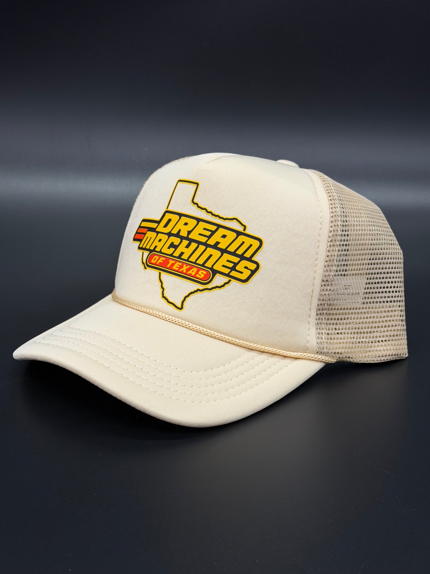Khaki Foam Trucker Hat with Desert Racer Logo