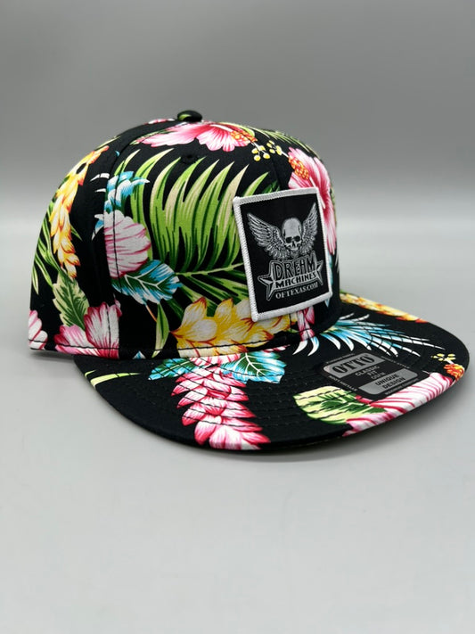 Hawaiian Pattern Hat with Skull Logo