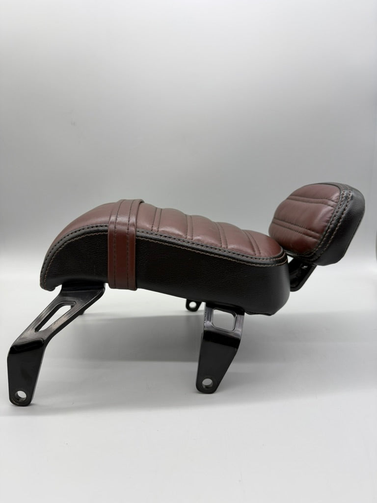 Brown Genuine Leather Passenger Seat with Backrest