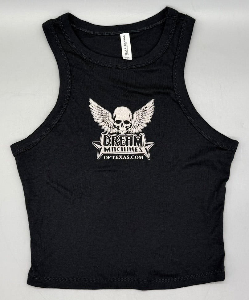 Womens Black Micro Rib Racer Tank