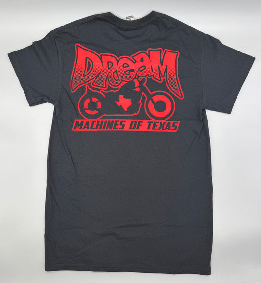 Black T-Shirt with Red Motorcycle Logo