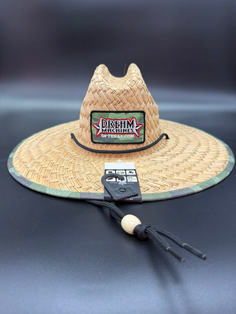 Unisex Straw Hat with Camo Marquee Patch