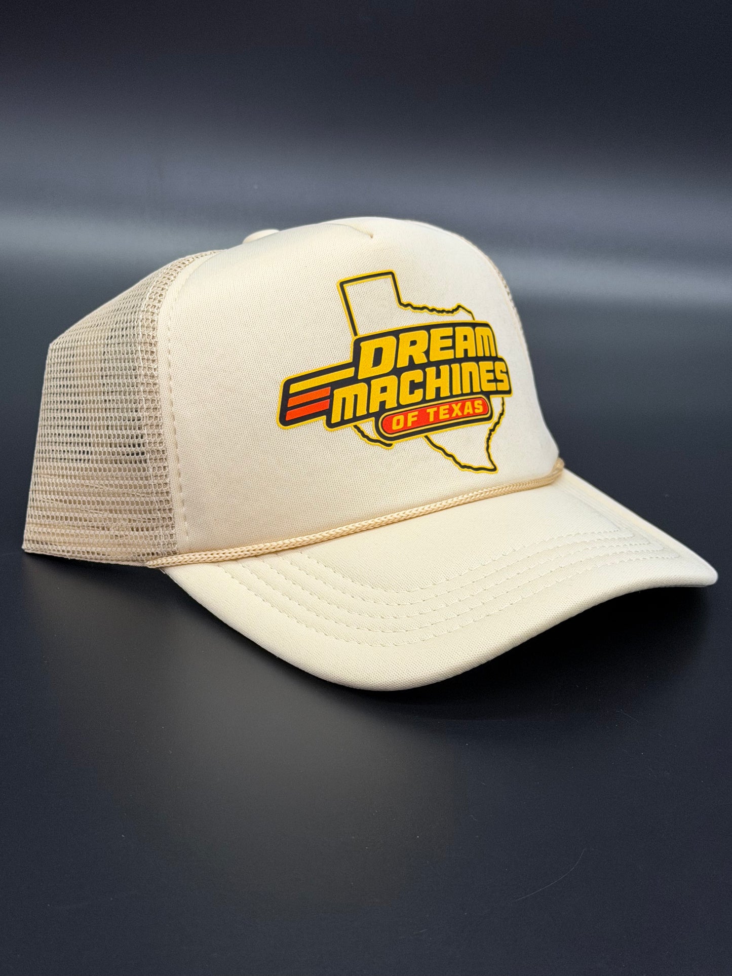 Khaki Foam Trucker Hat with Desert Racer Logo