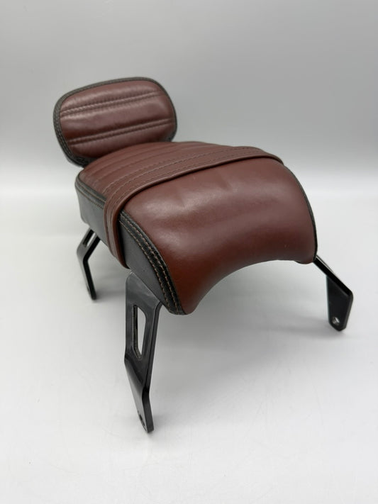 Brown Genuine Leather Passenger Seat with Backrest