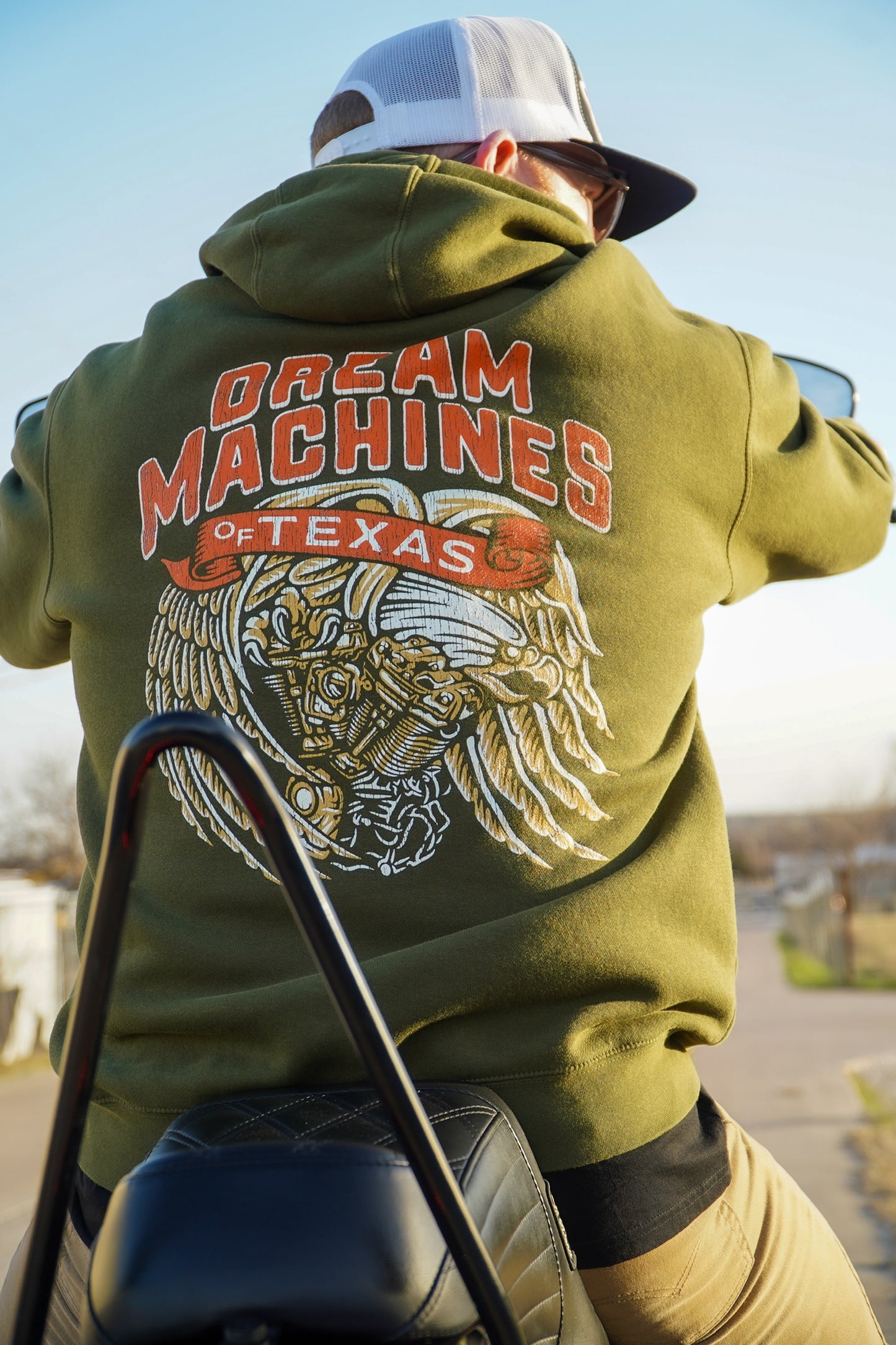 Pullover Hoodie with Engine of Freedom Graphics