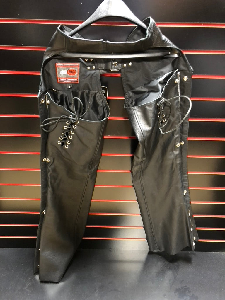 First Manufacturing Women's Black Leather Sissy Chaps