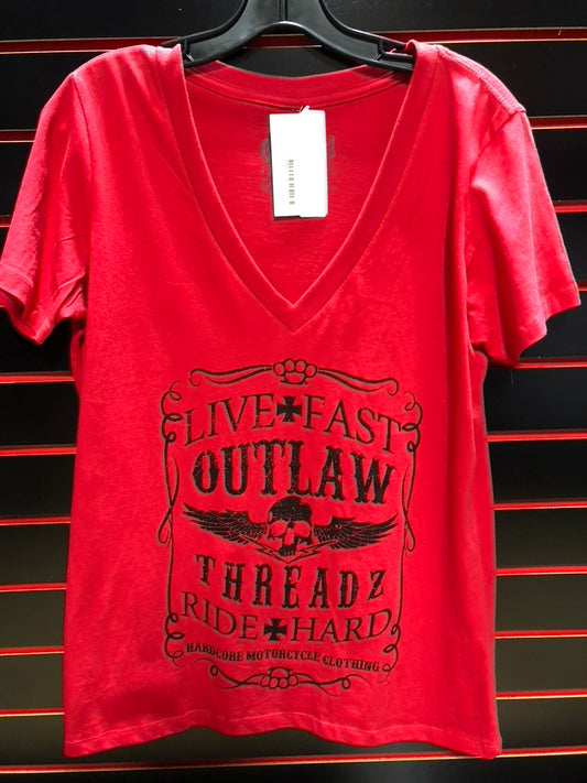 Outlaw Threadz Live Fast Ride Hard Women's V-Neck