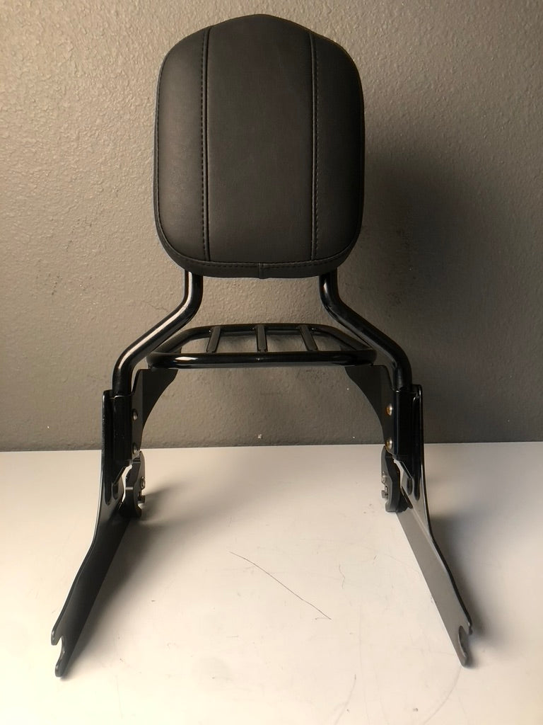 Black Detachable Passenger Backrest with Luggage Rack