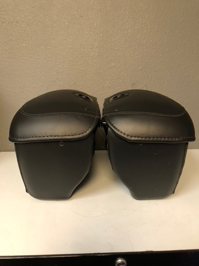 Locking Leather Covered Rigid Saddlebags