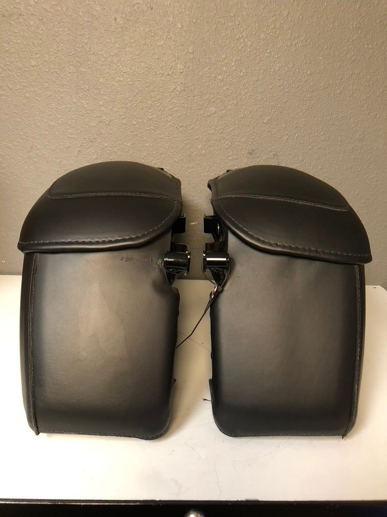 Locking Leather Covered Rigid Saddlebags